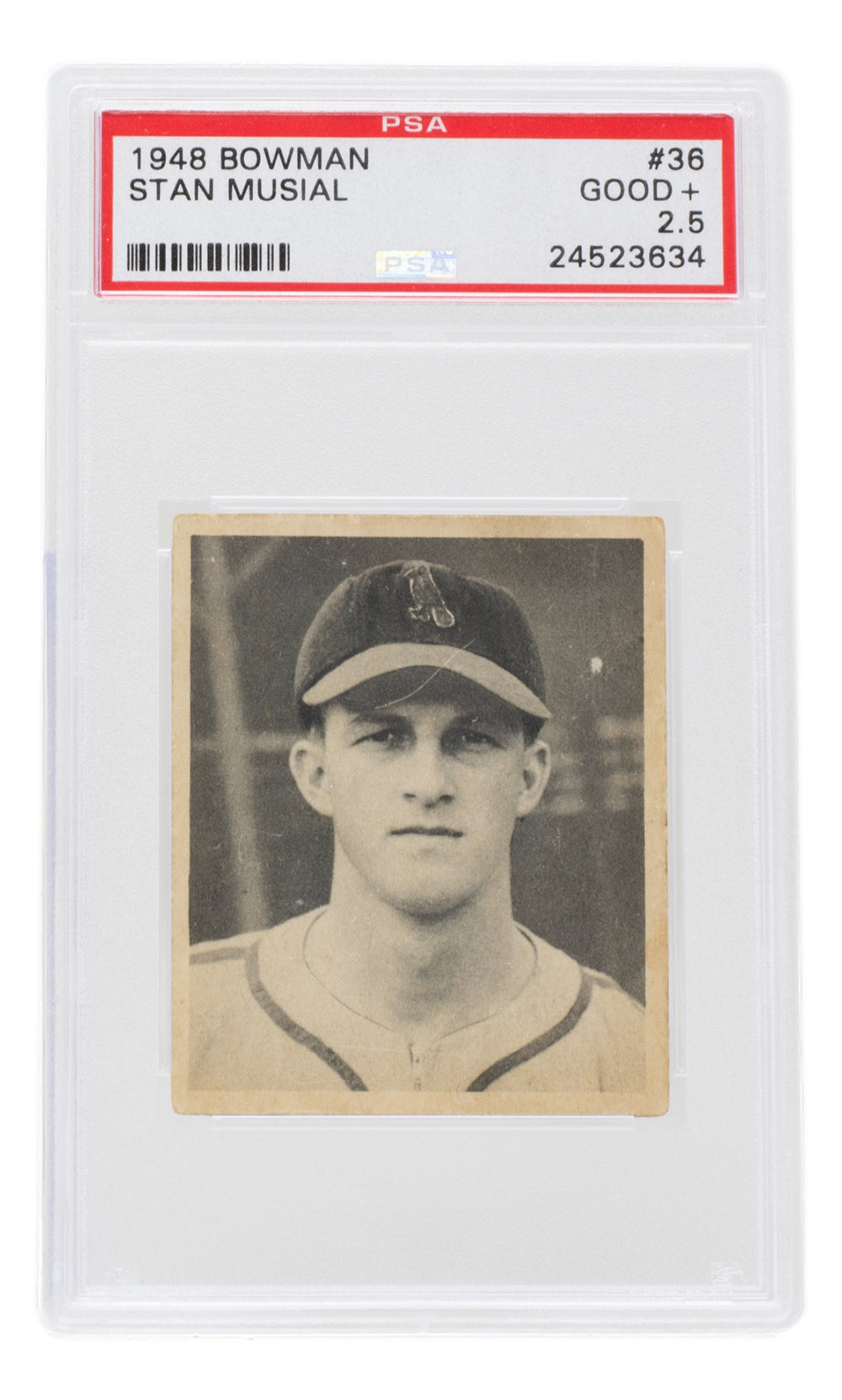 Stan Musial 1948 Bowman #36 Cardinals Baseball Card PSA Good + 2.5 – Sports  Integrity