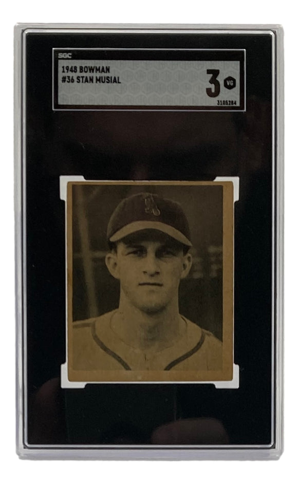 Stan Musial St. Louis Cardinals 1948 Bowman #36 Rookie Card SGC Graded VG 3 Sports Integrity