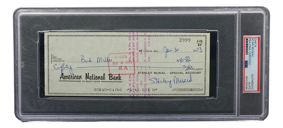Stan Musial St. Louis Cardinals Signed Personal Bank Check PSA/DNA 85025565 Sports Integrity