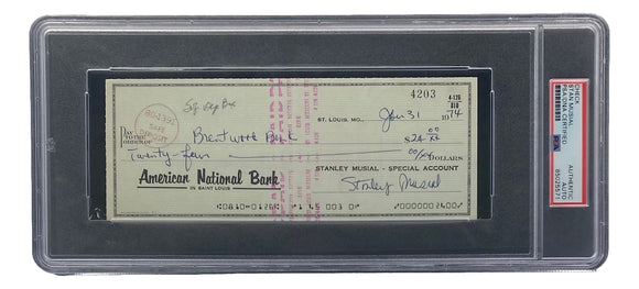 Stan Musial St. Louis Cardinals Signed Personal Bank Check PSA/DNA 85025571 Sports Integrity