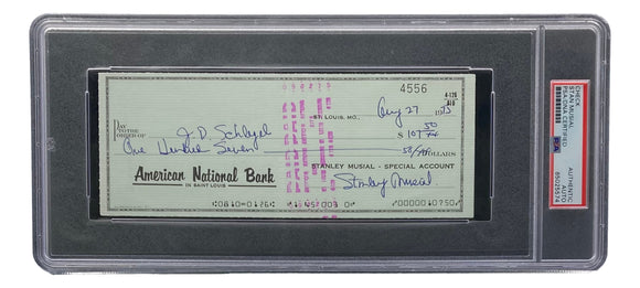 Stan Musial St. Louis Cardinals Signed Personal Bank Check PSA/DNA 85025574 Sports Integrity