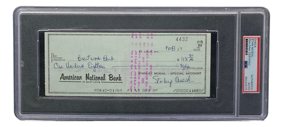 Stan Musial St. Louis Cardinals Signed Personal Bank Check PSA/DNA 85025575 Sports Integrity