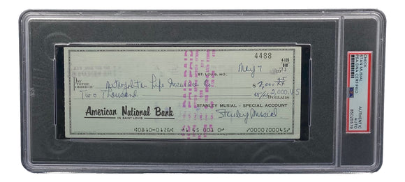 Stan Musial St. Louis Cardinals Signed Personal Bank Check PSA/DNA 85025579 Sports Integrity