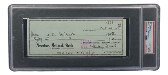 Stan Musial St. Louis Cardinals Signed Personal Bank Check PSA/DNA 85025582 Sports Integrity