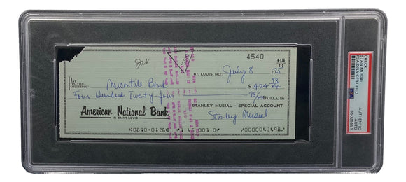 Stan Musial St. Louis Cardinals Signed Personal Bank Check PSA/DNA 85025591 Sports Integrity