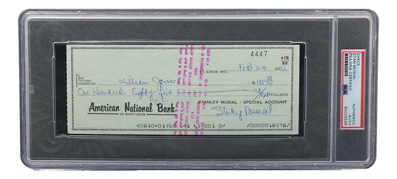 Stan Musial St. Louis Cardinals Signed Personal Bank Check PSA/DNA 85025595 Sports Integrity