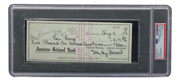 Stan Musial St. Louis Cardinals Signed Personal Bank Check PSA/DNA 85025596 Sports Integrity