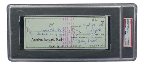 Stan Musial St. Louis Cardinals Signed Personal Bank Check PSA/DNA 85025598 Sports Integrity