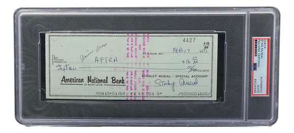Stan Musial St. Louis Cardinals Signed Personal Bank Check PSA/DNA 85025599 Sports Integrity