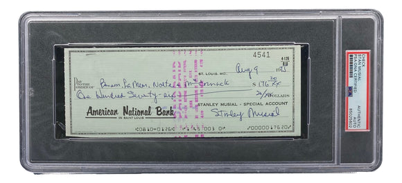 Stan Musial St. Louis Cardinals Signed Personal Bank Check PSA/DNA 85025602 Sports Integrity