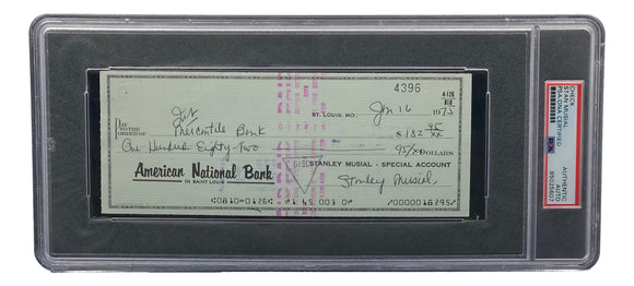 Stan Musial St. Louis Cardinals Signed Personal Bank Check PSA/DNA 85025607 Sports Integrity
