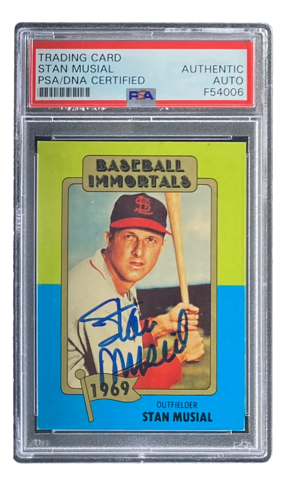 Stan Musial Signed 1980 Baseball Immortals #114 Cardinals Trading Card PSA/DNA