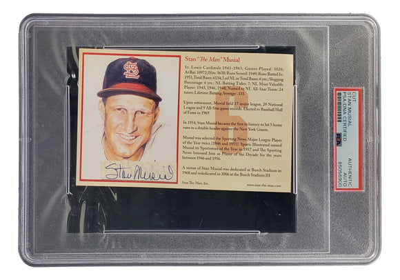 Stan Musial Signed Slabbed 4x6 St. Louis Cardinals Postcard PSA/DNA Sports Integrity