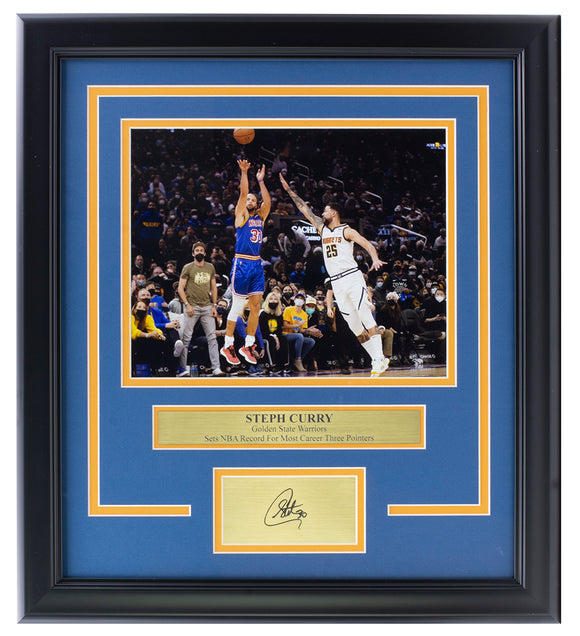 Steph Curry Framed 8x10 Golden State Warriors Photo w/Laser Engraved Signature Sports Integrity