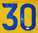 Stephen Curry Signed Custom Yellow Pro Style Basketball Jersey JSA Hologram