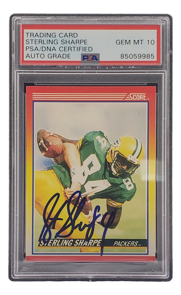 Sterling Sharpe Signed 1990 Score #245 Packers Trading Card PSA/DNA Gem MT 10 Sports Integrity