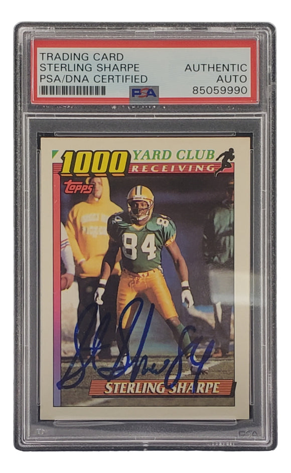 Sterling Sharpe Signed 1991 Topps 1000 Yard Club Packers Trading Card PSA/DNA Sports Integrity
