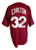 Steve Carlton Philadelphia Signed Maroon Baseball Jersey HOF 94 JSA Hologram