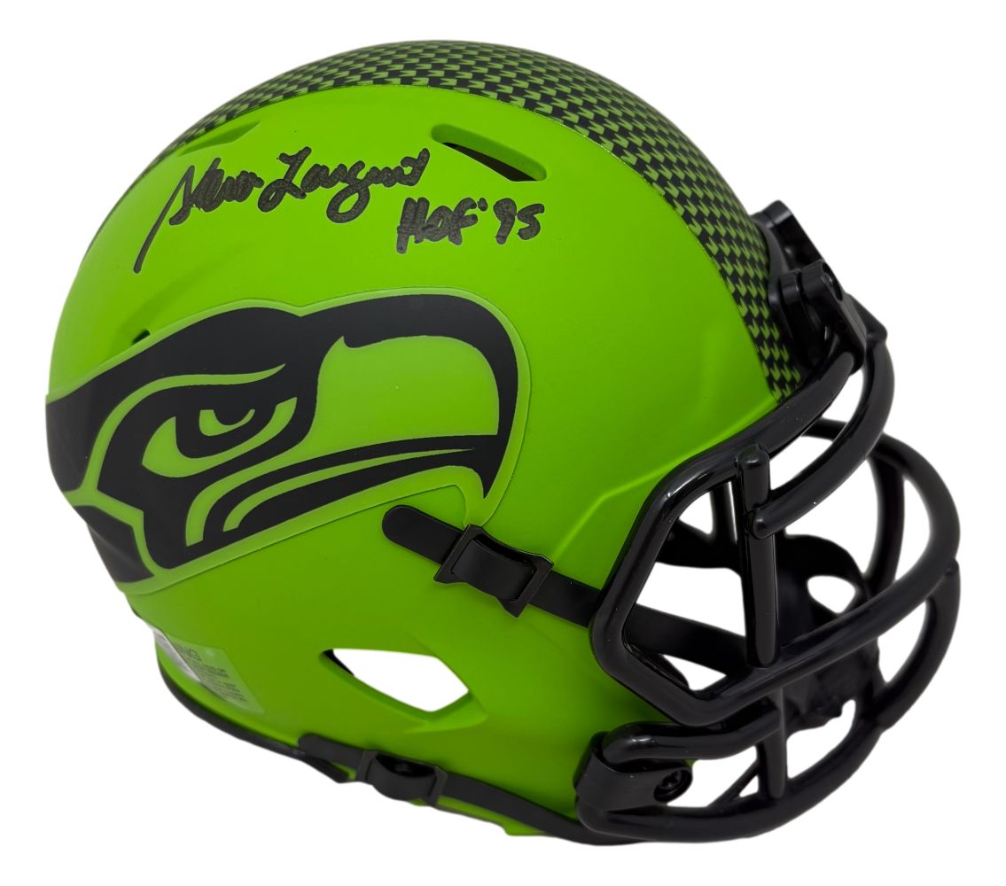 Steve Largent Signed Seattle Seahawks Rave Mini Speed Helmet HOF 95 BA ...