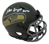 Steve Largent Signed Seahawks Salute To Service Mini Speed Helmet HOF 95 BAS
