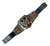 The Sports Integrity Stone Cold Steve Austin WWE Signed Full Size Replica Championship Belt BAS features a large gold and silver plate with the W logo, decorative stones, and black leather straps with side plates.