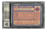 Darryl Strawberry Signed 1984 Topps #182 Mets Rookie Card w/ 2 Insc BAS Auto 10