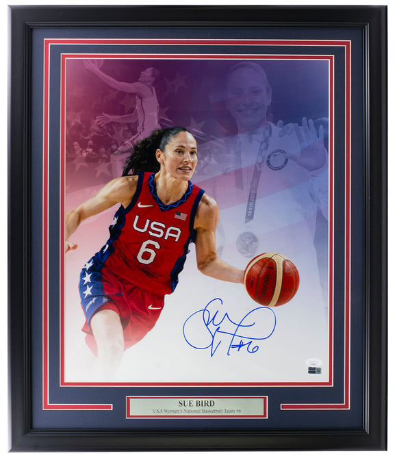 Sue Bird Signed Framed 16x20 USA Basketball Collage Photo JSA Steiner