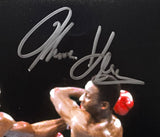 Sugar Ray Leonard Thomas Hearns Signed 8x10 Vertical Boxing Punch Photo BAS