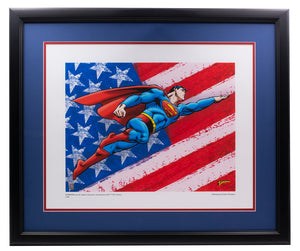 Superman Flag 12x16 Framed DC Comic Limited Edition Giclee Sports Integrity