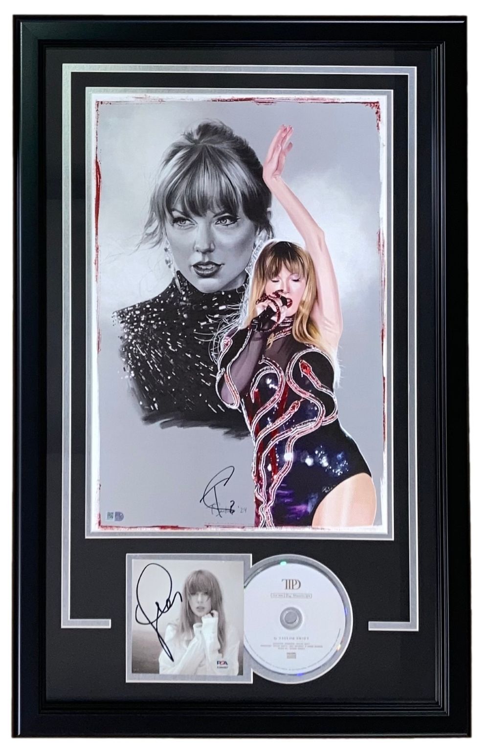 Taylor Swift Signed Framed TTPD Insert w/ 13x19 Litho Signed by