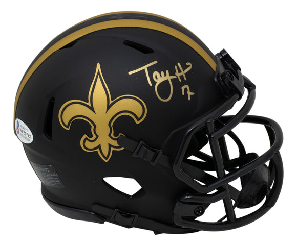 Taysom Hill Signed New Orleans Saints Mini Speed Replica Matte Black Helmet BAS