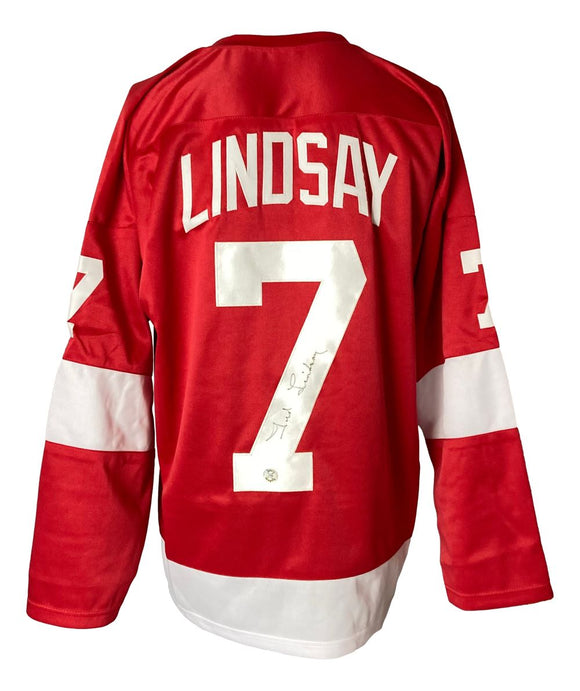 Ted Lindsay Detroit Signed Red Hockey Jersey Sports Integrity