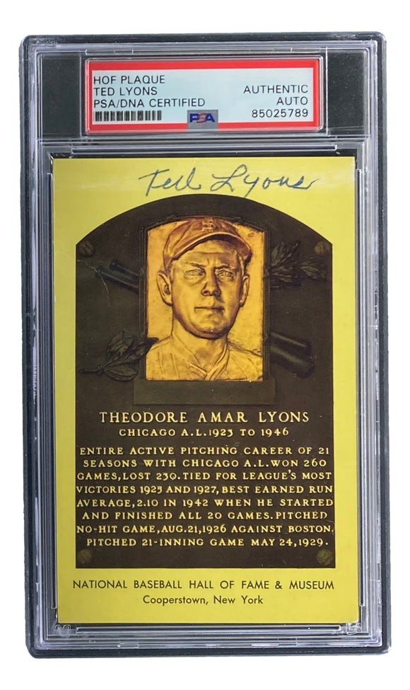 Ted Lyons Signed 4x6 Chicago White Sox HOF Plaque Card PSA/DNA 85025789 Sports Integrity