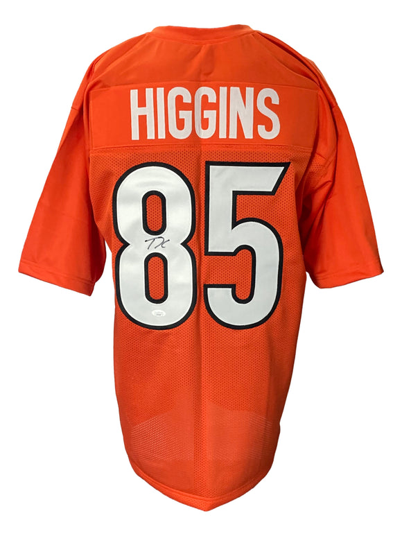 Tee Higgins Signed Custom Orange Pro-Style Football Jersey JSA Hologram