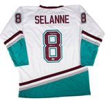 Teemu Selanne Anaheim Signed White Hockey Jersey HOF 17 BAS