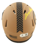 Terry Bradshaw Signed Steelers Brown Salute To Service Mini Speed Helmet BAS