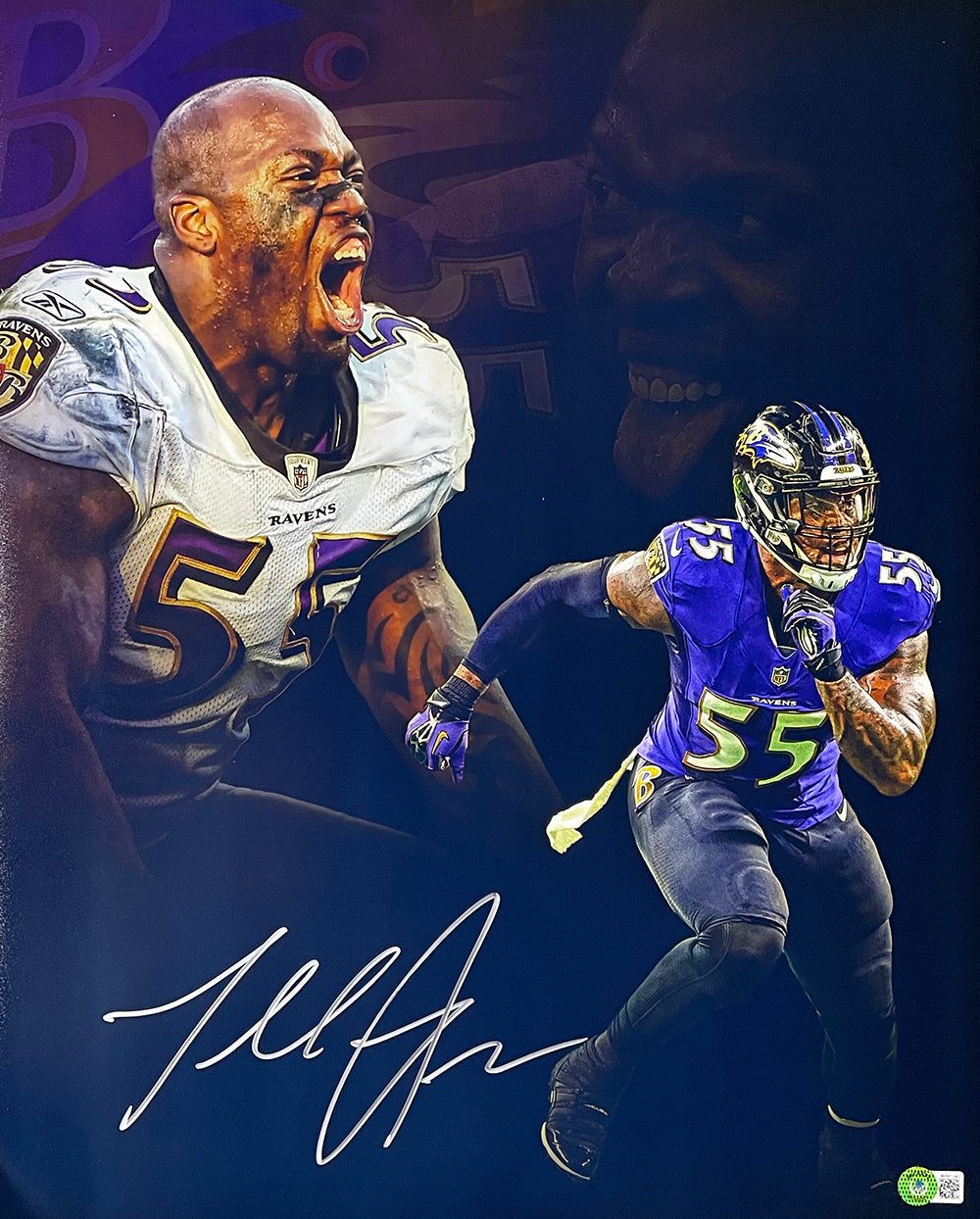 Terrell Suggs Signed 16x20 Ravens Collage Photo BAS ITP