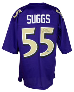 Terrell Suggs Signed Custom Purple Pro Style Football Jersey BAS ITP Sports Integrity