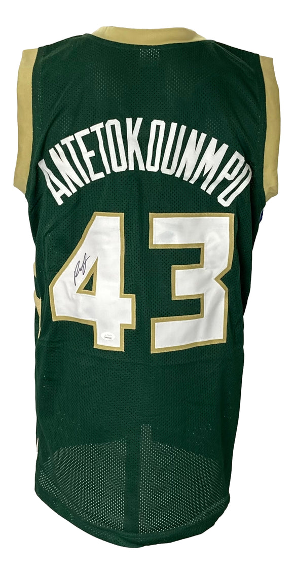 Thanasis Antetokounmpo Signed Custom Green Pro-Style Basketball Jersey JSA ITP Sports Integrity