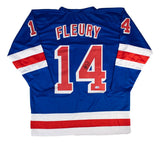 Theo Fleury New York Signed Blue Hockey Jersey BAS