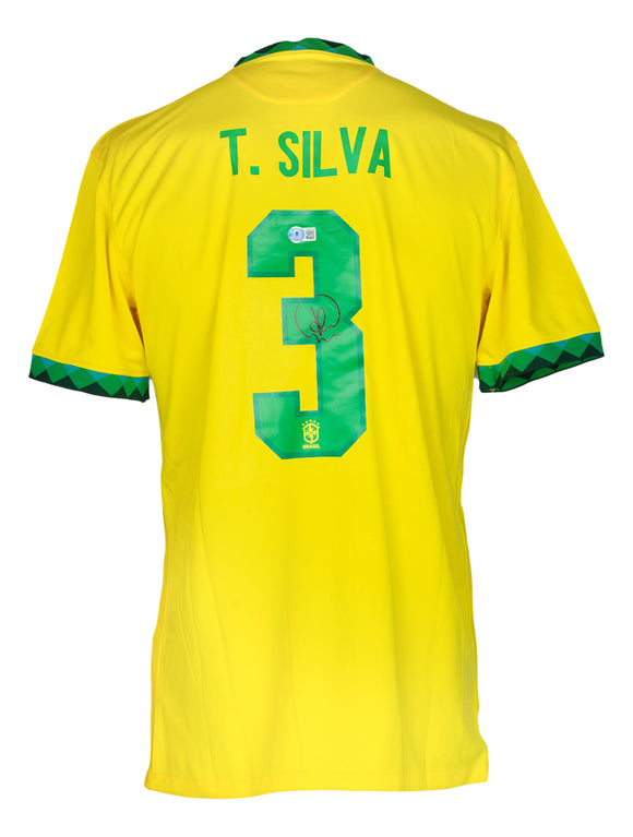 Thiago Silva Signed Yellow Nike Brazil Soccer Jersey BAS ITP Sports Integrity