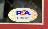 Close-up of a PSA authentication sticker on the Thug Rose Namajunas Signed Framed 8x10 UFC Photo by Sports Integrity, featuring a holographic background, PSA logo in blue and red, and ID number AJ30367.