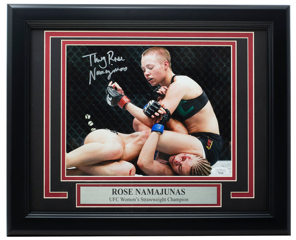 Thug Rose Namajunas Signed Framed 8x10 UFC Photo vs Paige Vanzant JSA Sports Integrity