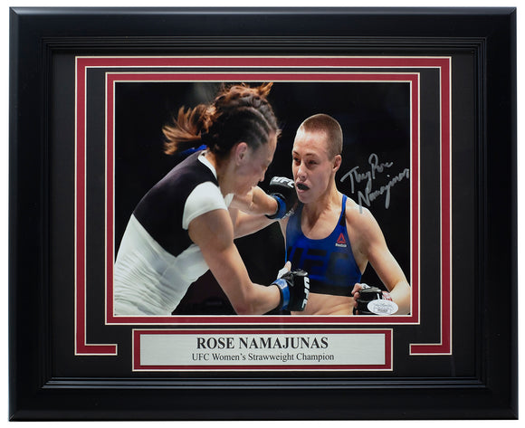 Thug Rose Namajunas Signed Framed 8x10 UFC Photo vs Michelle Waterson JSA Sports Integrity