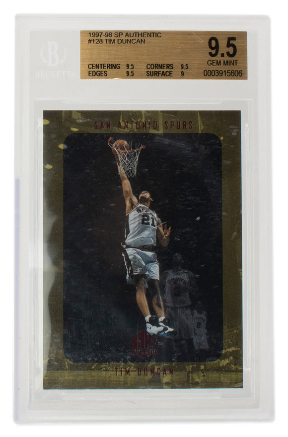 Tim Duncan 1997-98 SP Authentic #128 San Antonio Spurs Basketball Card BAS 9.5