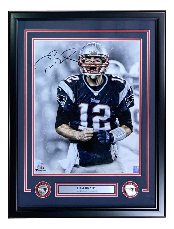 Tom Brady Signed Framed 16x20 New England Patriots Scream Photo Fanatics Sports Integrity