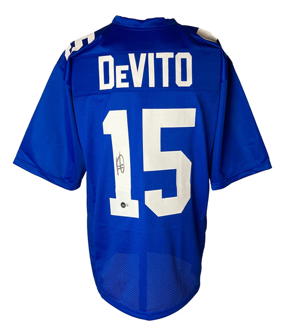 Tommy Devito New York Signed Blue Football Jersey BAS ITP