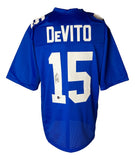 Tommy Devito New York Signed Blue Football Jersey BAS ITP