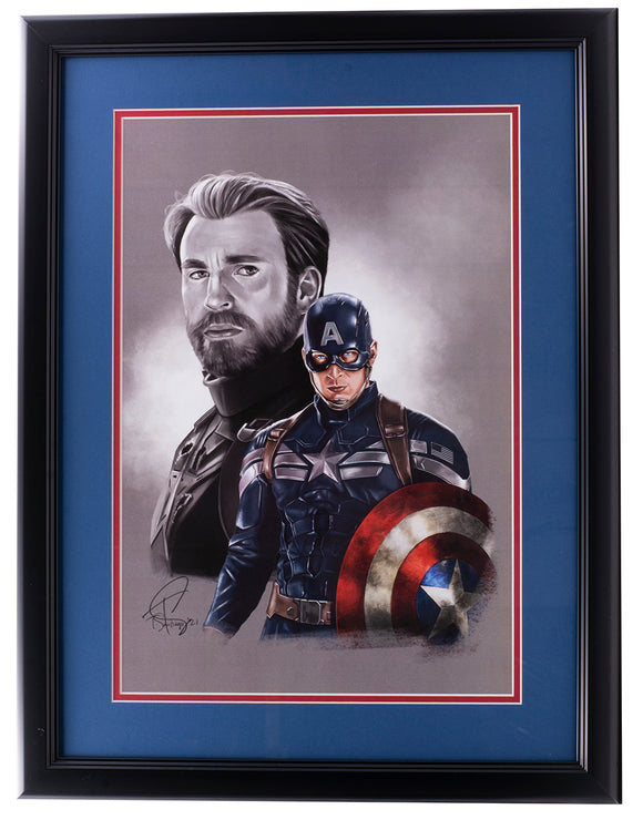 Captain America The Avengers Framed 13x19 Lithograph Signed By Tony Santiago PA