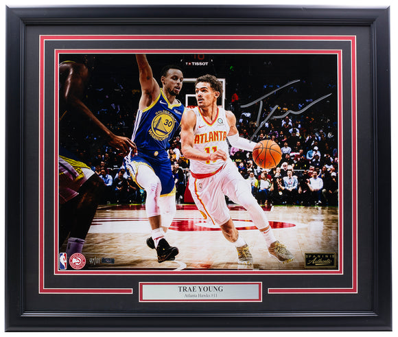 Trae Young Signed Framed Hawks 16x20 Basketball Next Generation Photo Panini Sports Integrity